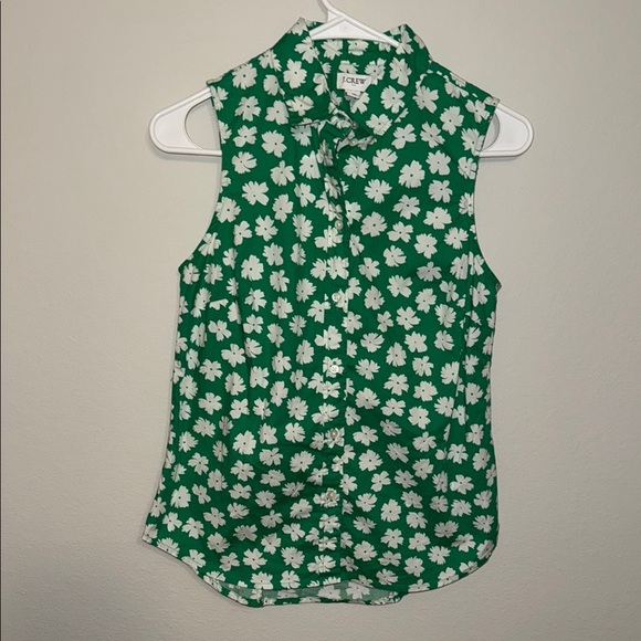 J. Crew Green and White Button Down Blouse - size XS. R - Picture 1 of 5